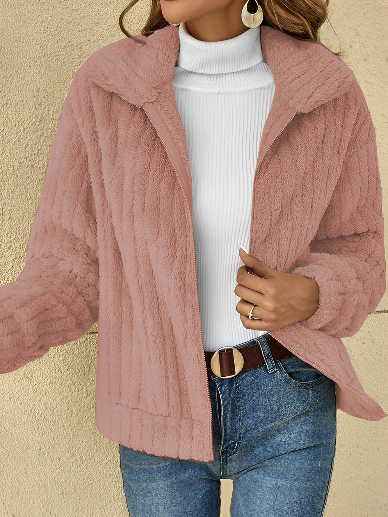 Zip-Up Collared Jacket for Women - Image 4