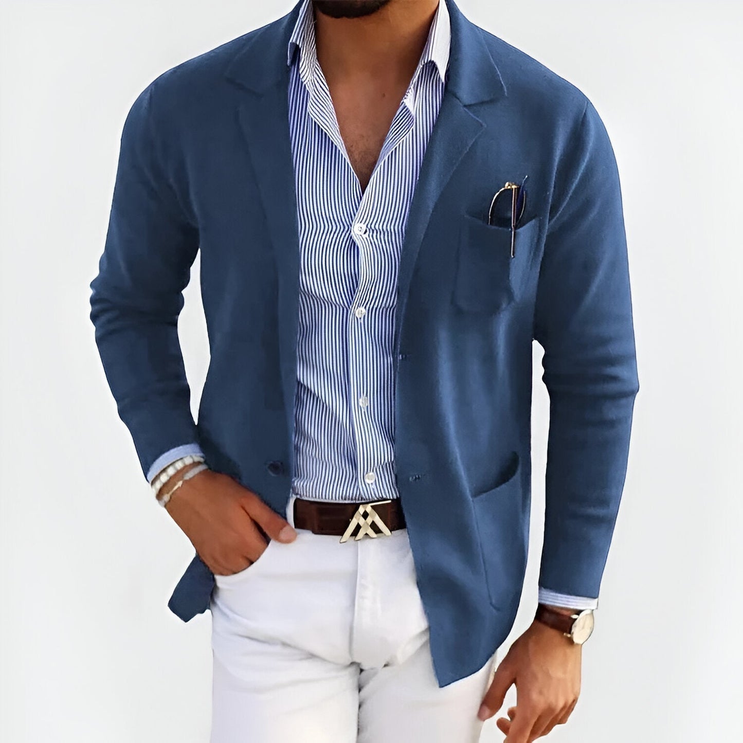 Blazer Style Knit Cardigan for Men - Image 1