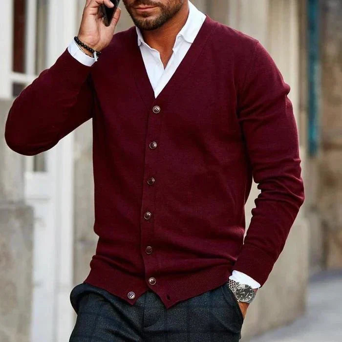 Button-Down V-Neck Sweater for Men - Image 2