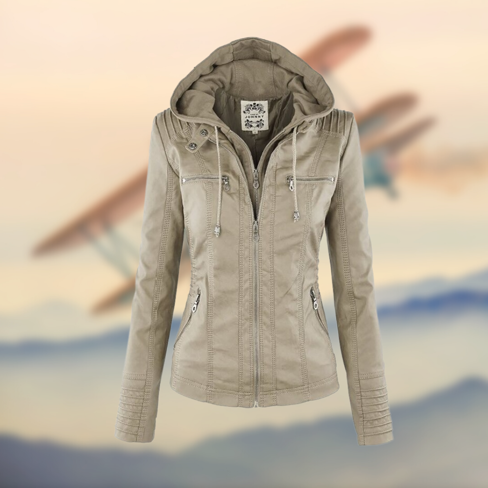 Hooded Faux Leather Jacket for Women - Image 4
