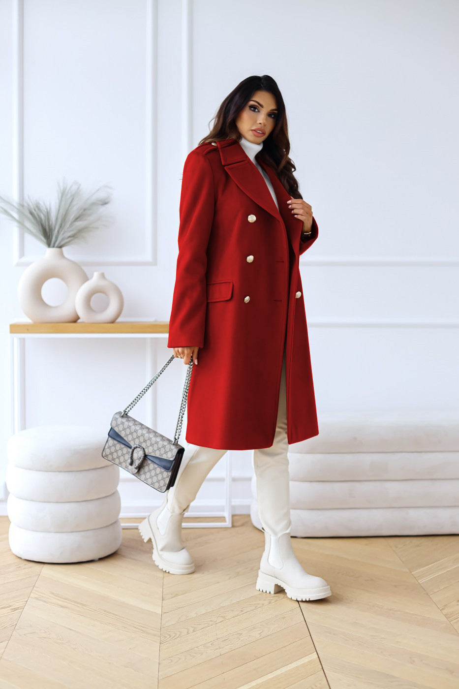 Double-Breasted Long Coat for Women - Image 6