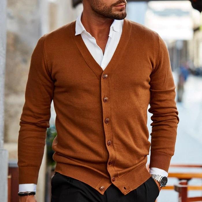Button-Down V-Neck Sweater for Men - Image 3