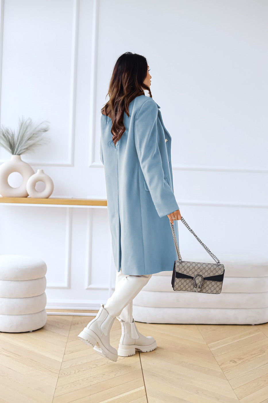 Double-Breasted Long Coat for Women - Image 10