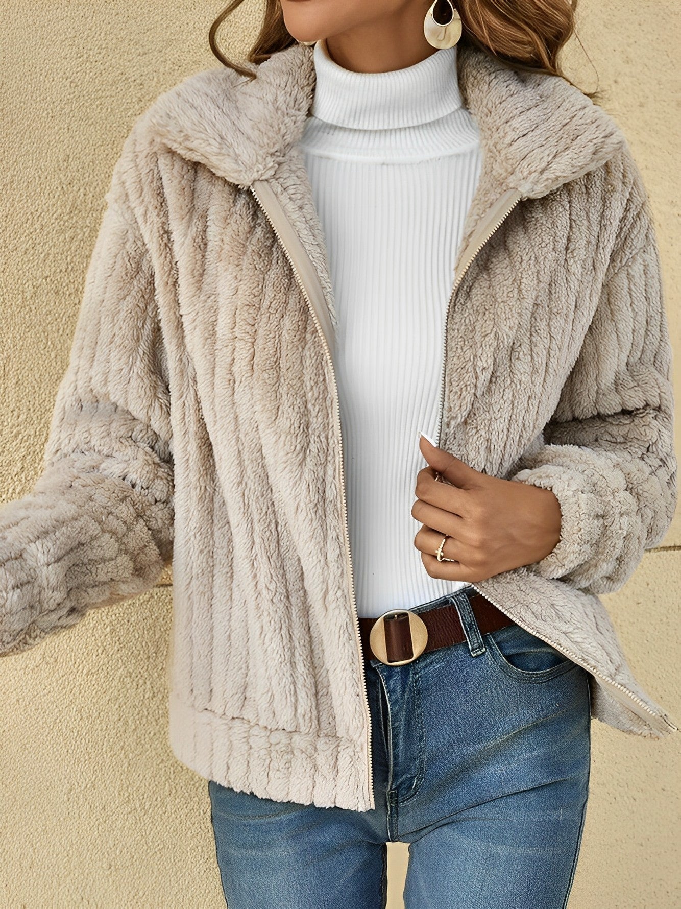 Zip-Up Collared Jacket for Women - Image 1