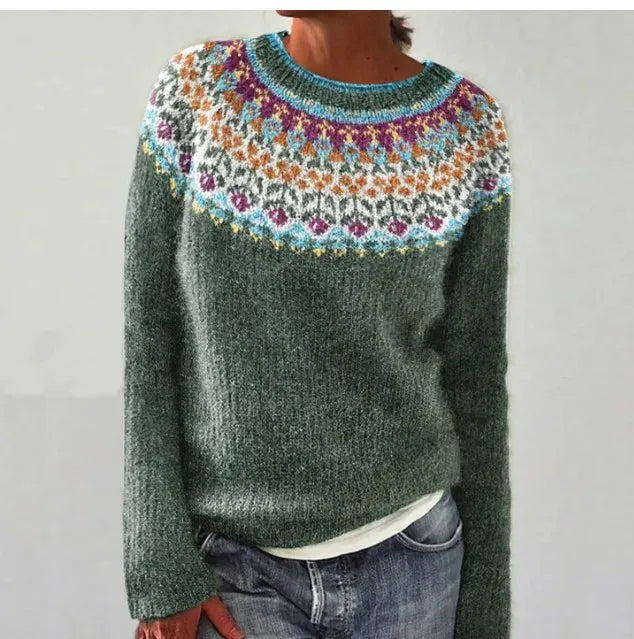 Patterned Crew Neck Sweater for Women - Image 3