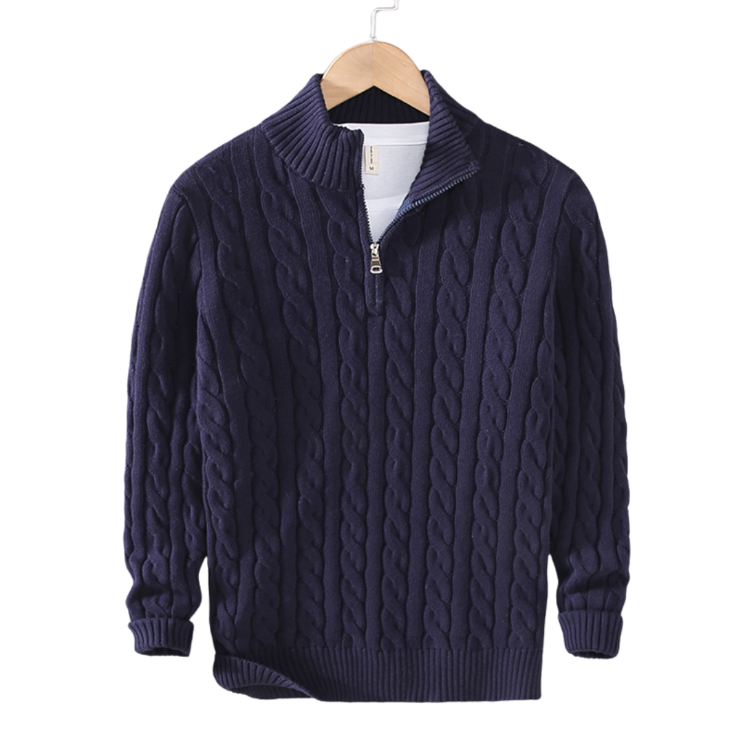 Cable Knit Quarter-Zip Sweater for Men - Image 2