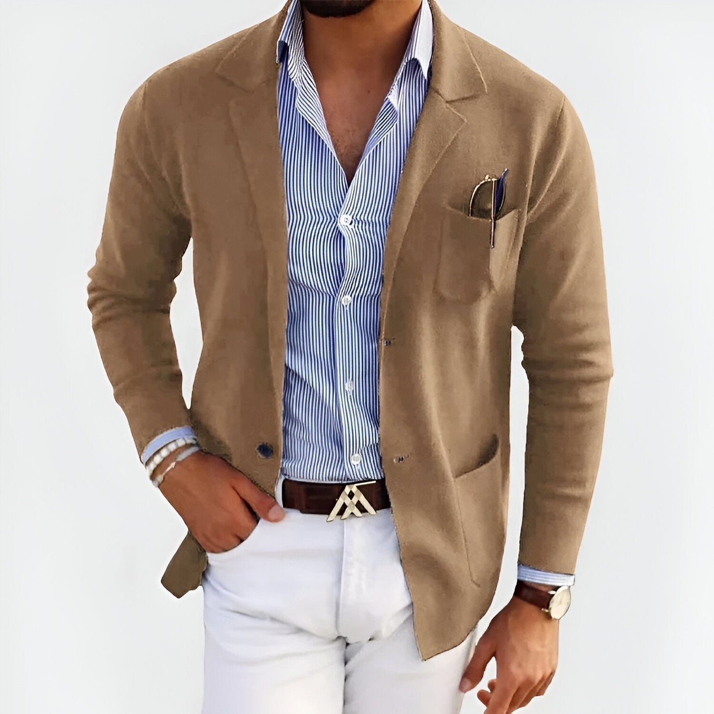 Blazer Style Knit Cardigan for Men - Image 2