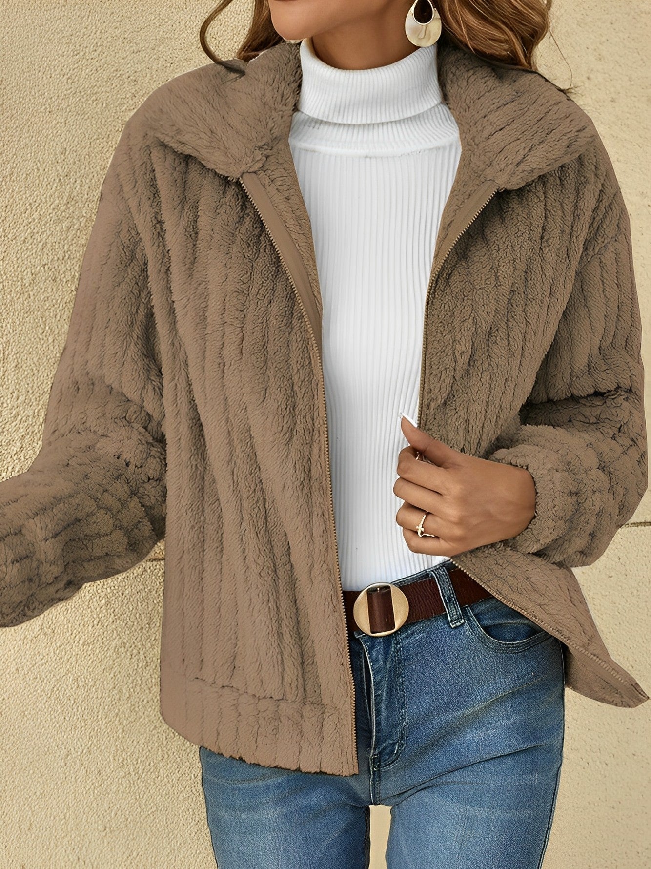Zip-Up Collared Jacket for Women - Image 5