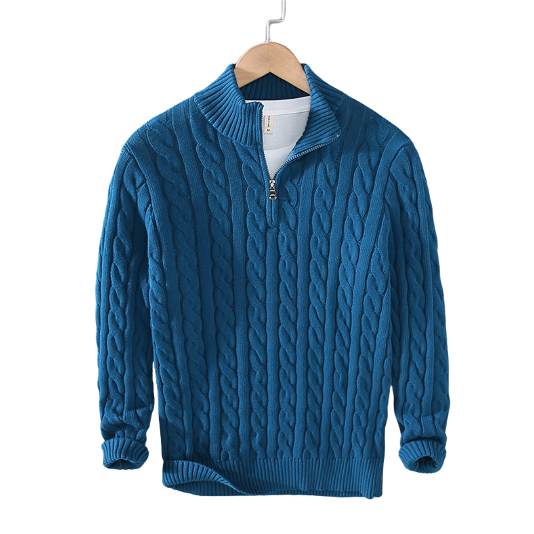 Cable Knit Quarter-Zip Sweater for Men - Image 4