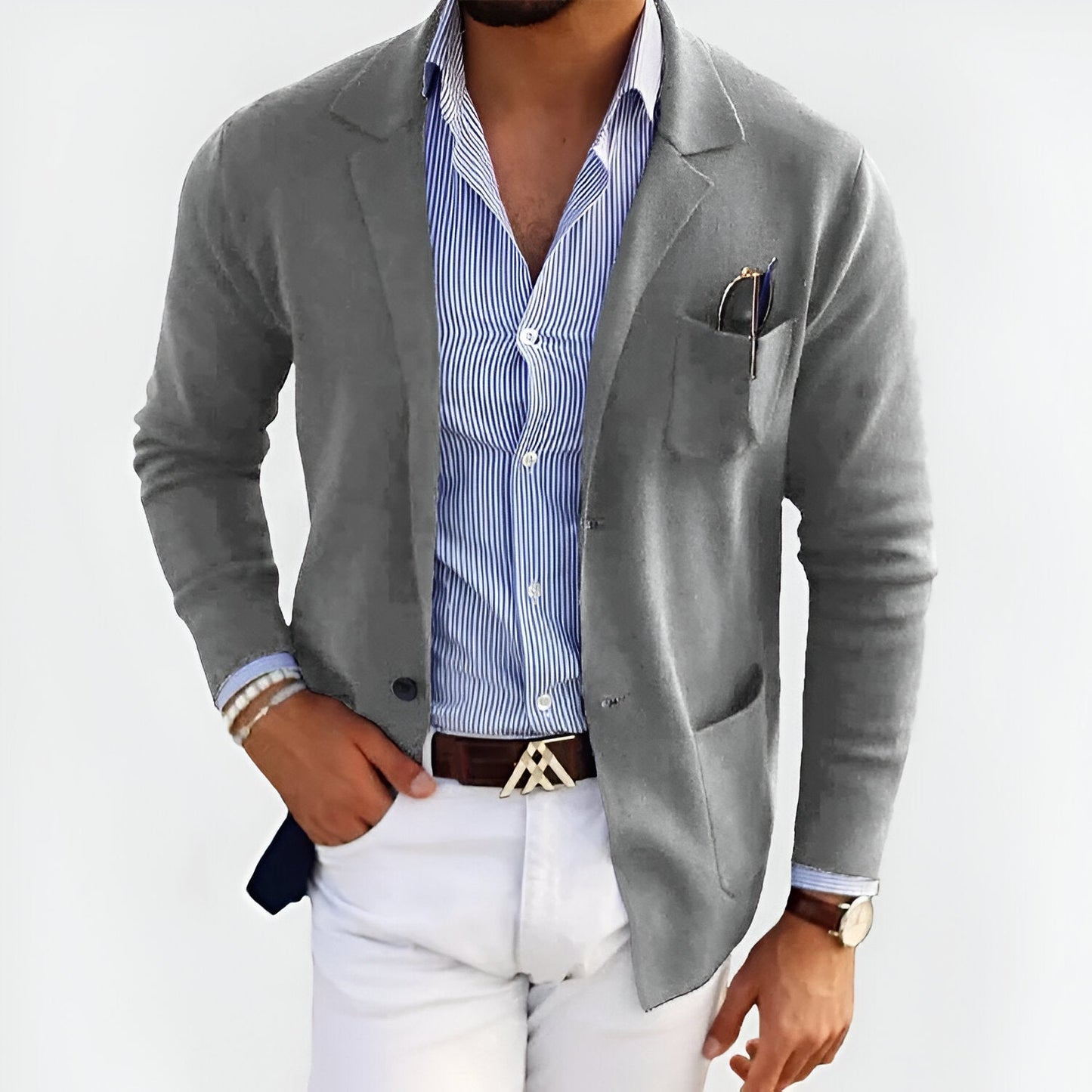 Blazer Style Knit Cardigan for Men - Image 3