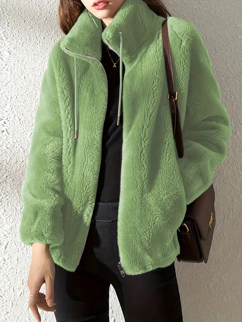 Zip-Up Relaxed Fit Jacket for Women - Image 4