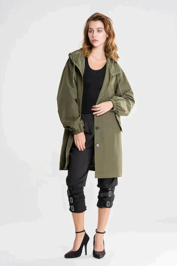 Hooded Mid-Length Coat for Women - Image 10