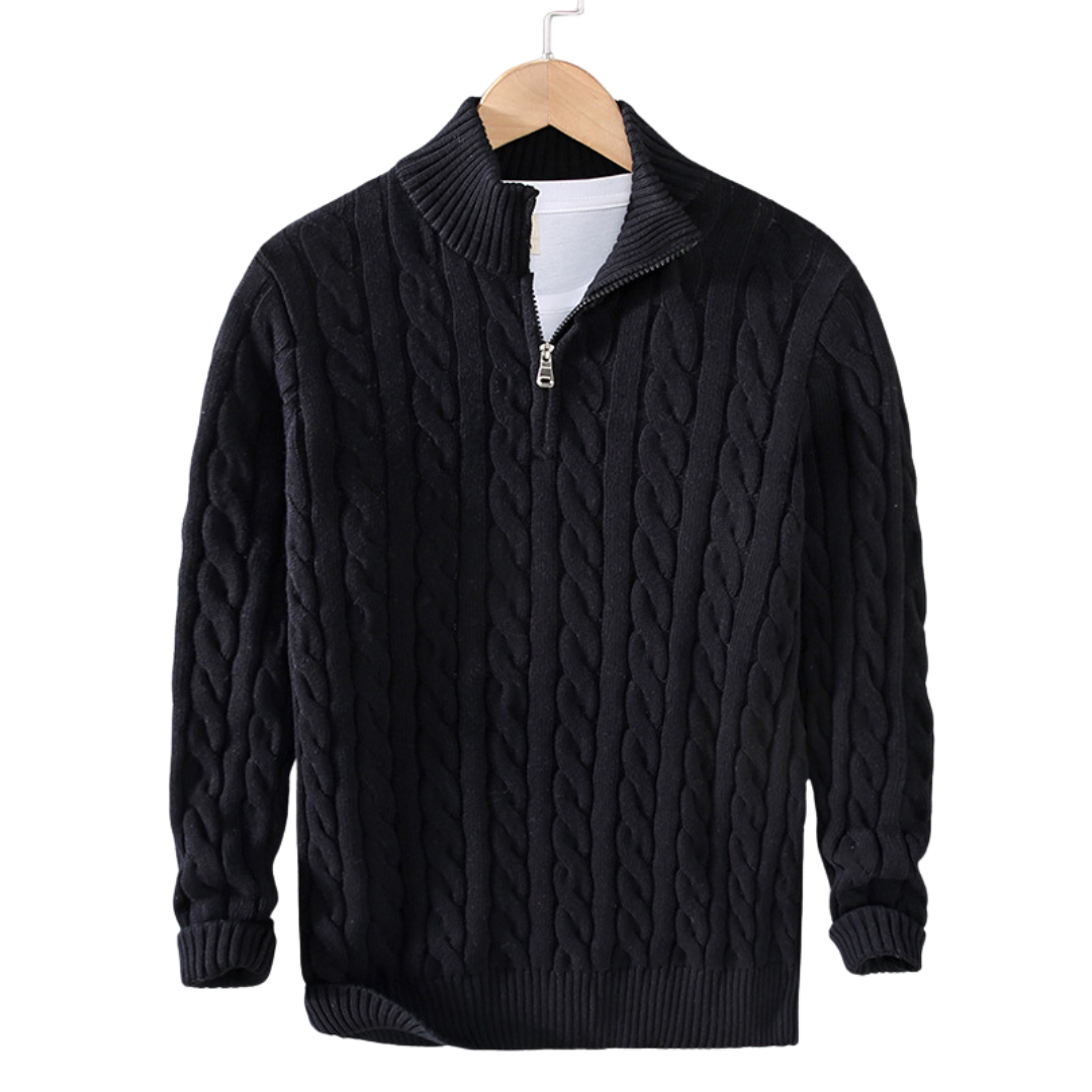 Cable Knit Quarter-Zip Sweater for Men - Image 3