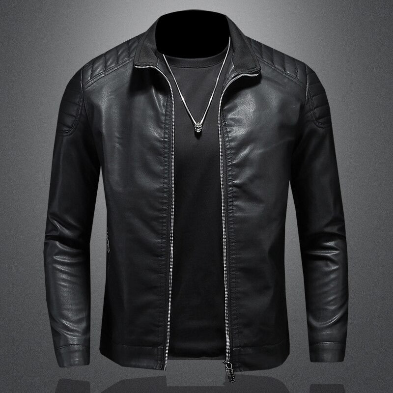 Zip-Up Biker Jacket for Men - Image 6