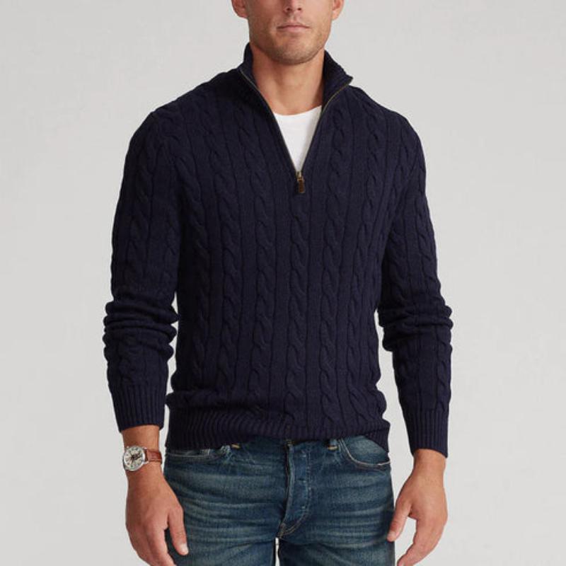 Cable Knit Quarter-Zip Sweater for Men - Image 4