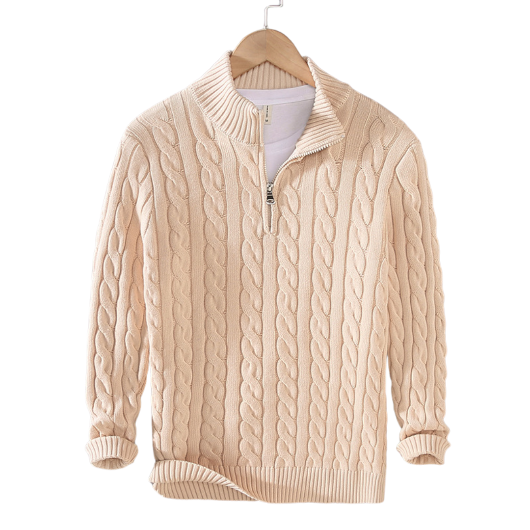 Cable Knit Quarter-Zip Sweater for Men - Image 5