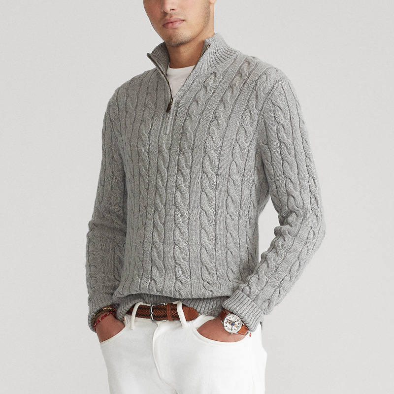 Cable Knit Quarter-Zip Sweater for Men - Image 2