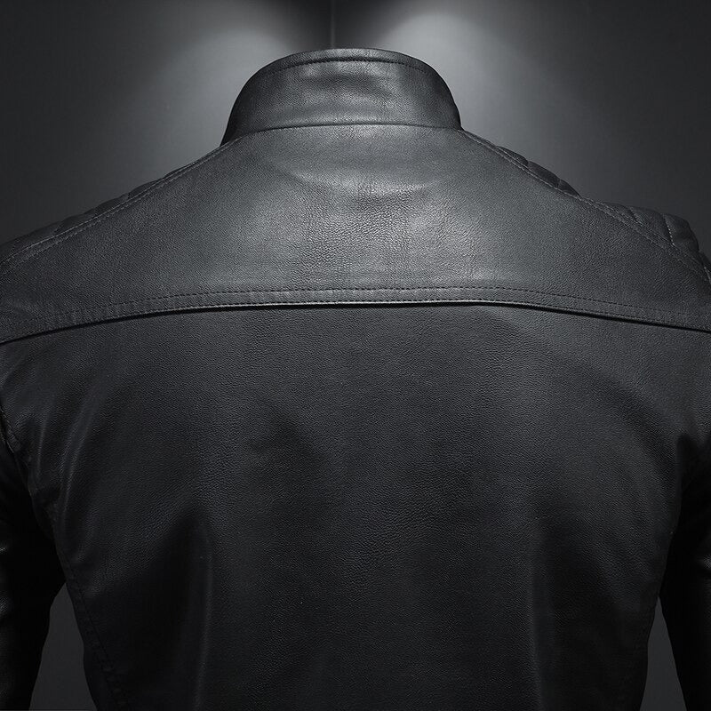 Zip-Up Biker Jacket for Men - Image 4