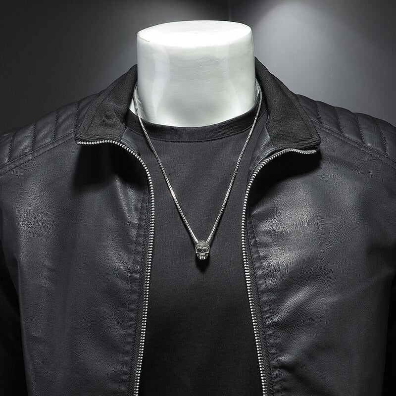Zip-Up Biker Jacket for Men - Image 5