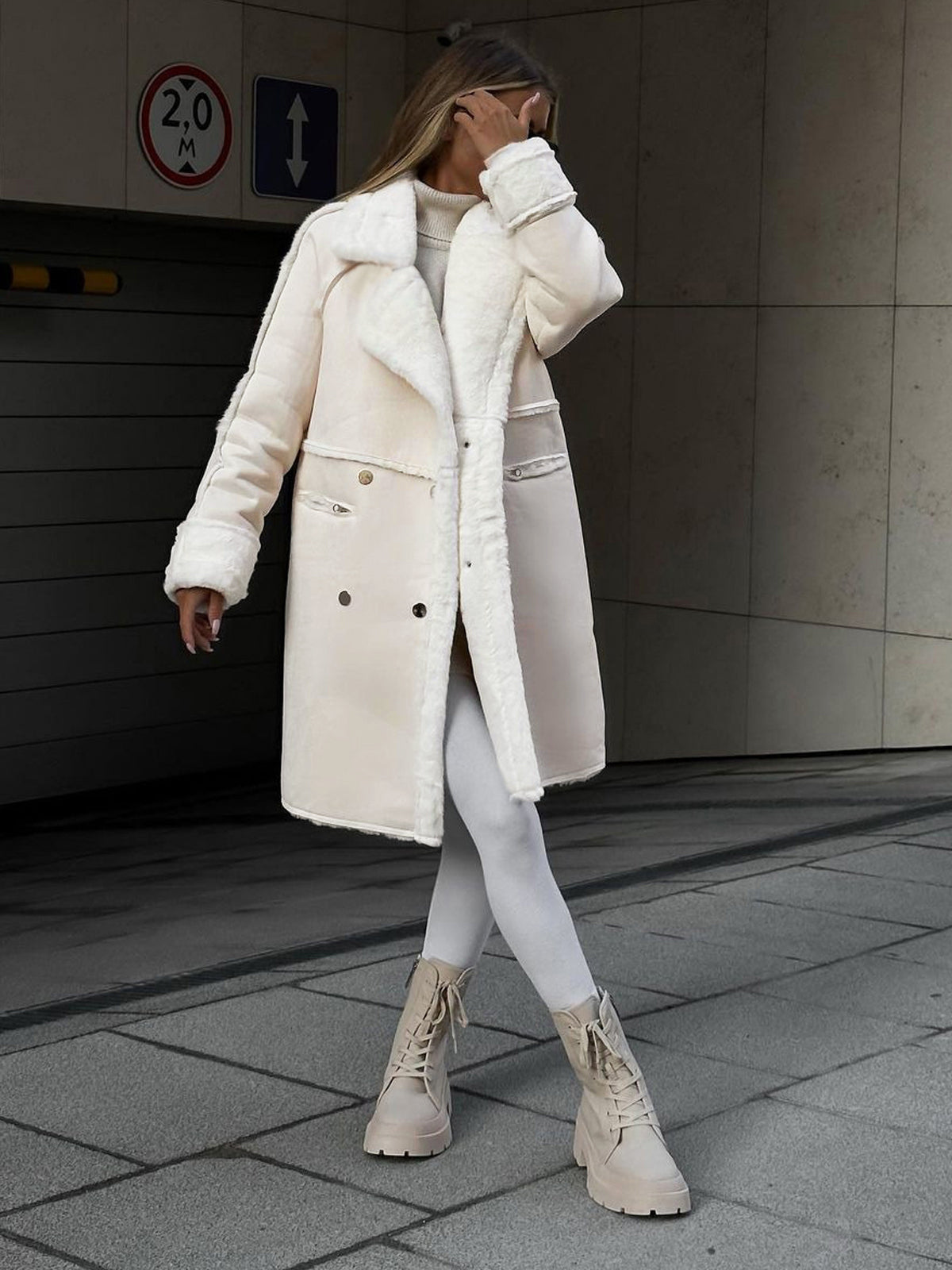 Oversized Shearling Coat for Women - Image 5