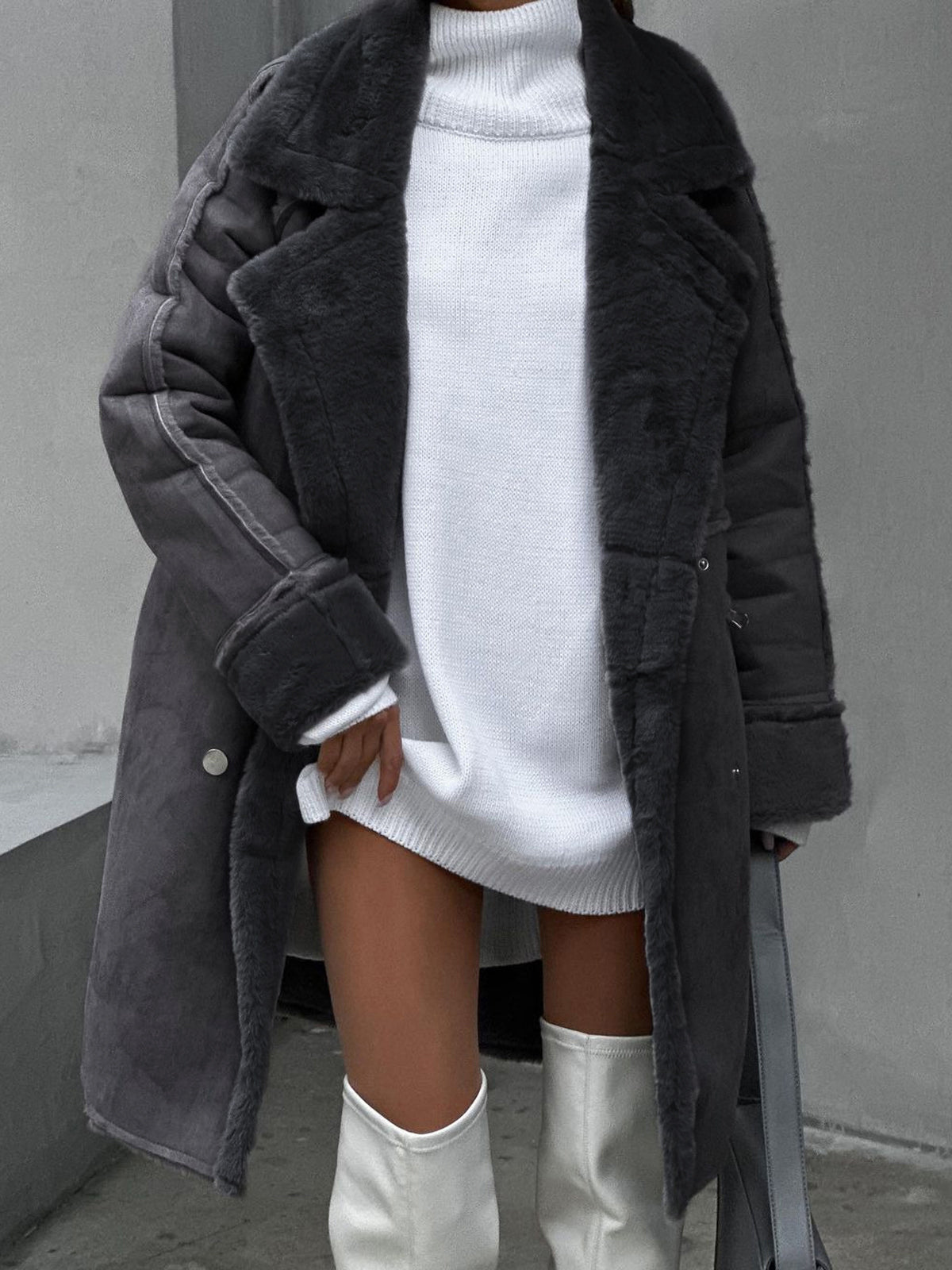 Oversized Shearling Coat for Women - Image 2