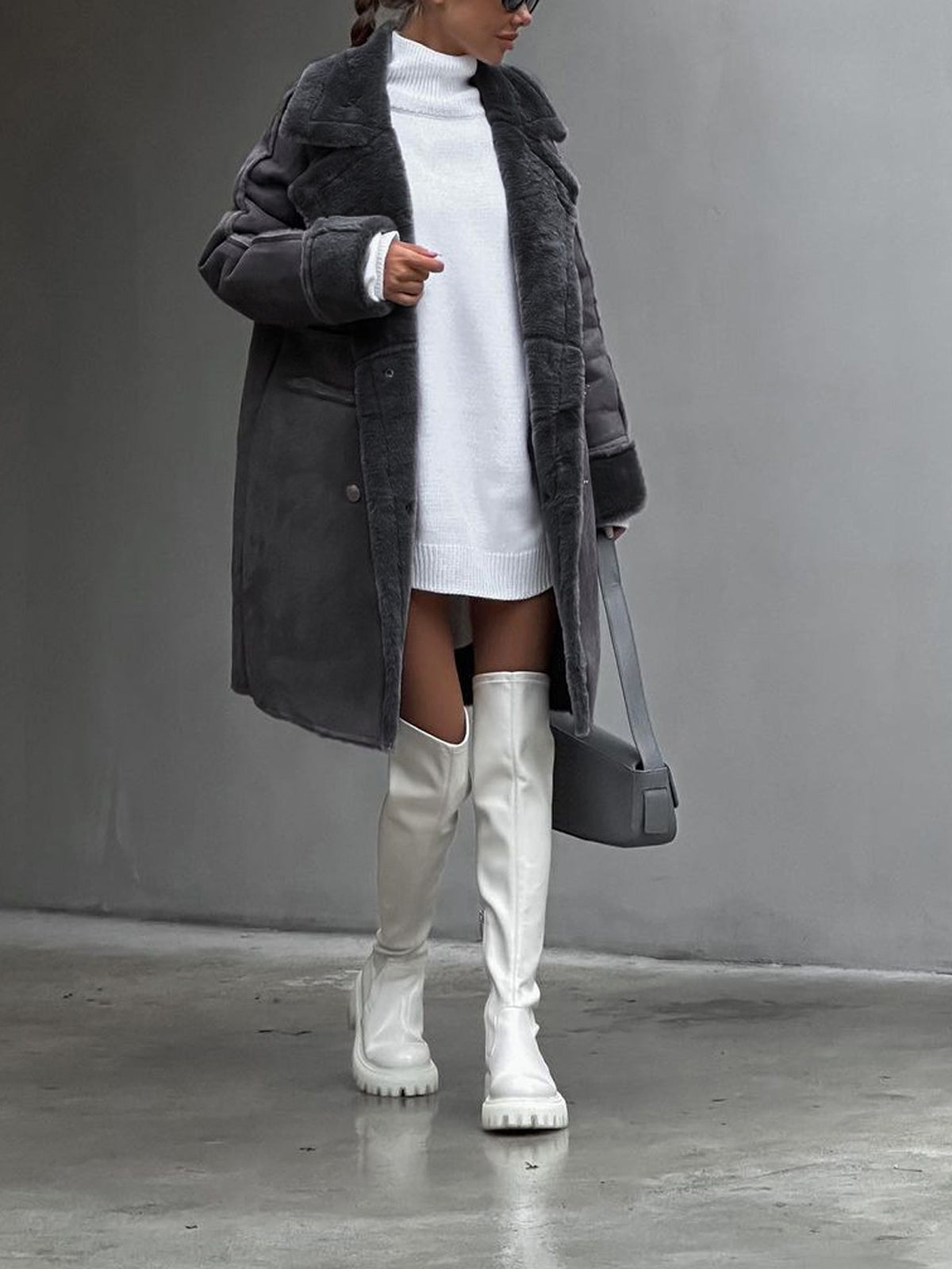 Oversized Shearling Coat for Women - Image 4