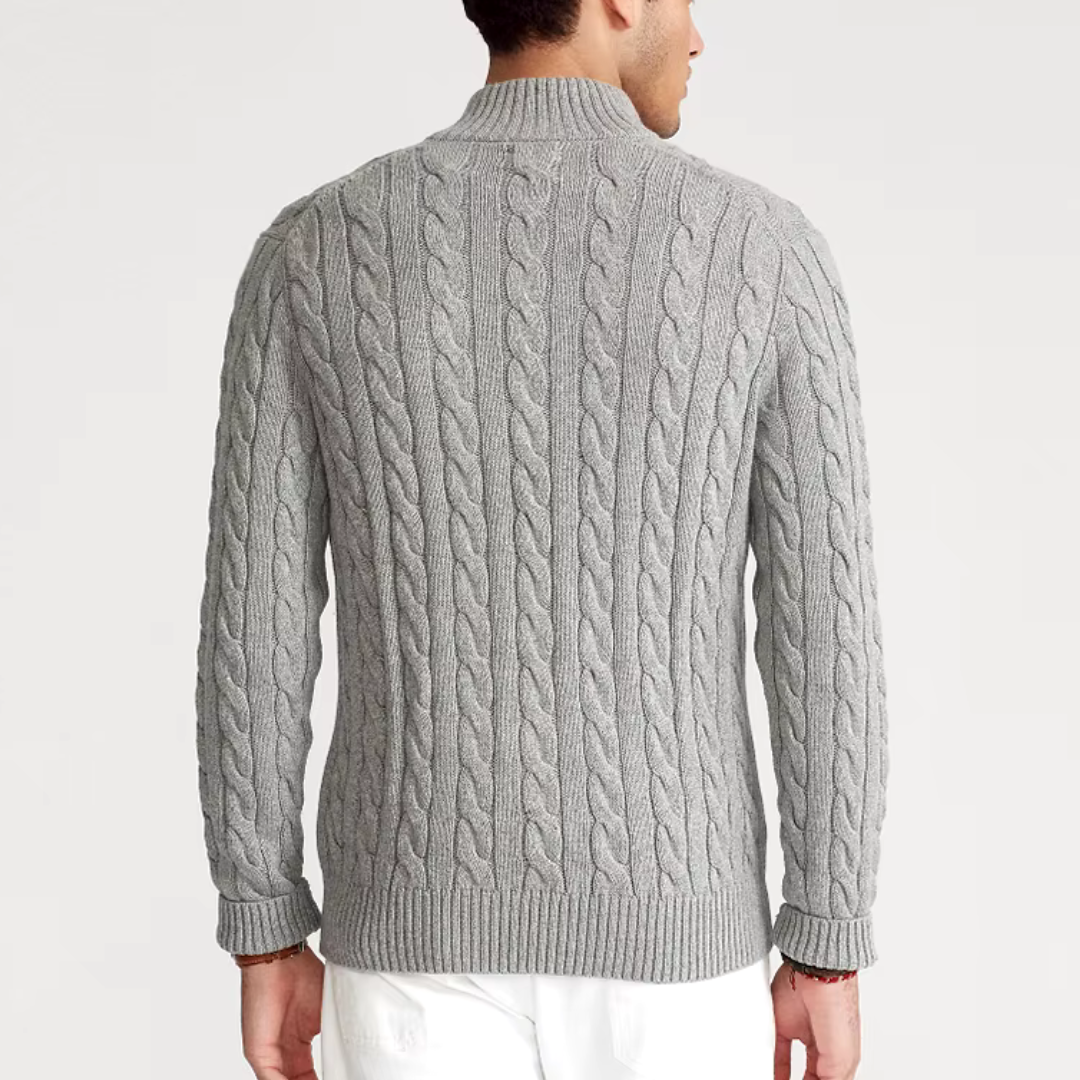 Cable Knit Quarter-Zip Sweater for Men - Image 3