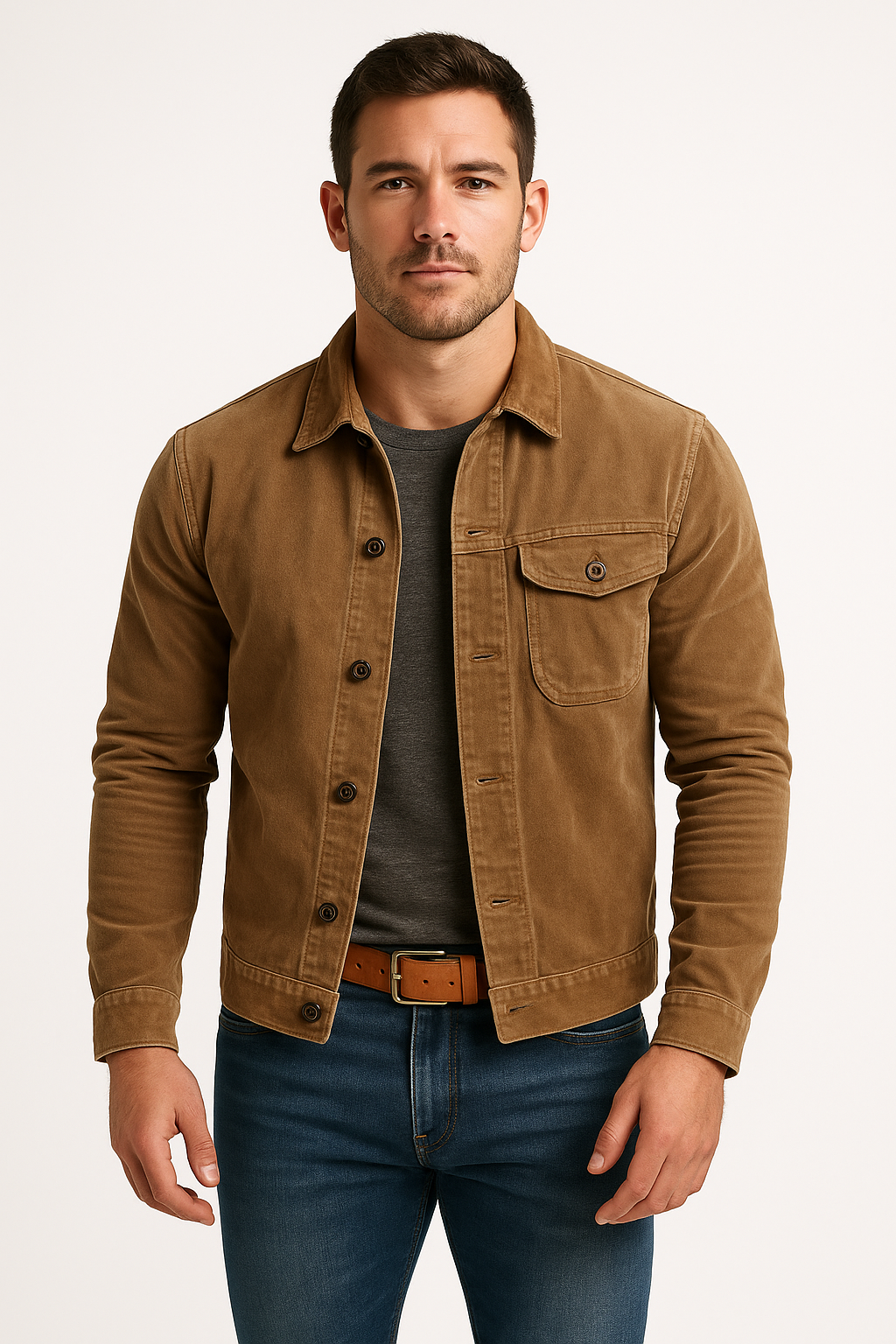 Button-Down Trucker Jacket for Men - Image 1