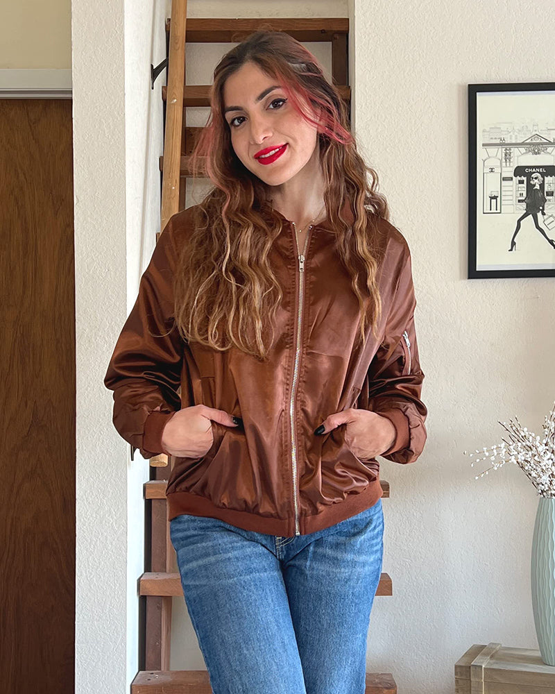 Zip-Up Bomber Jacket for Women - Image 6