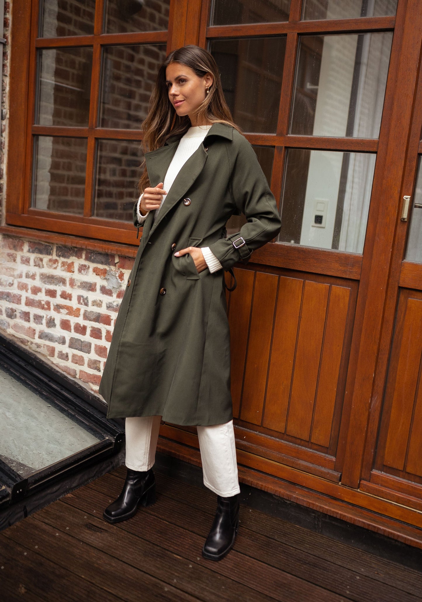Belted Long Trench Coat for Women - Image 7