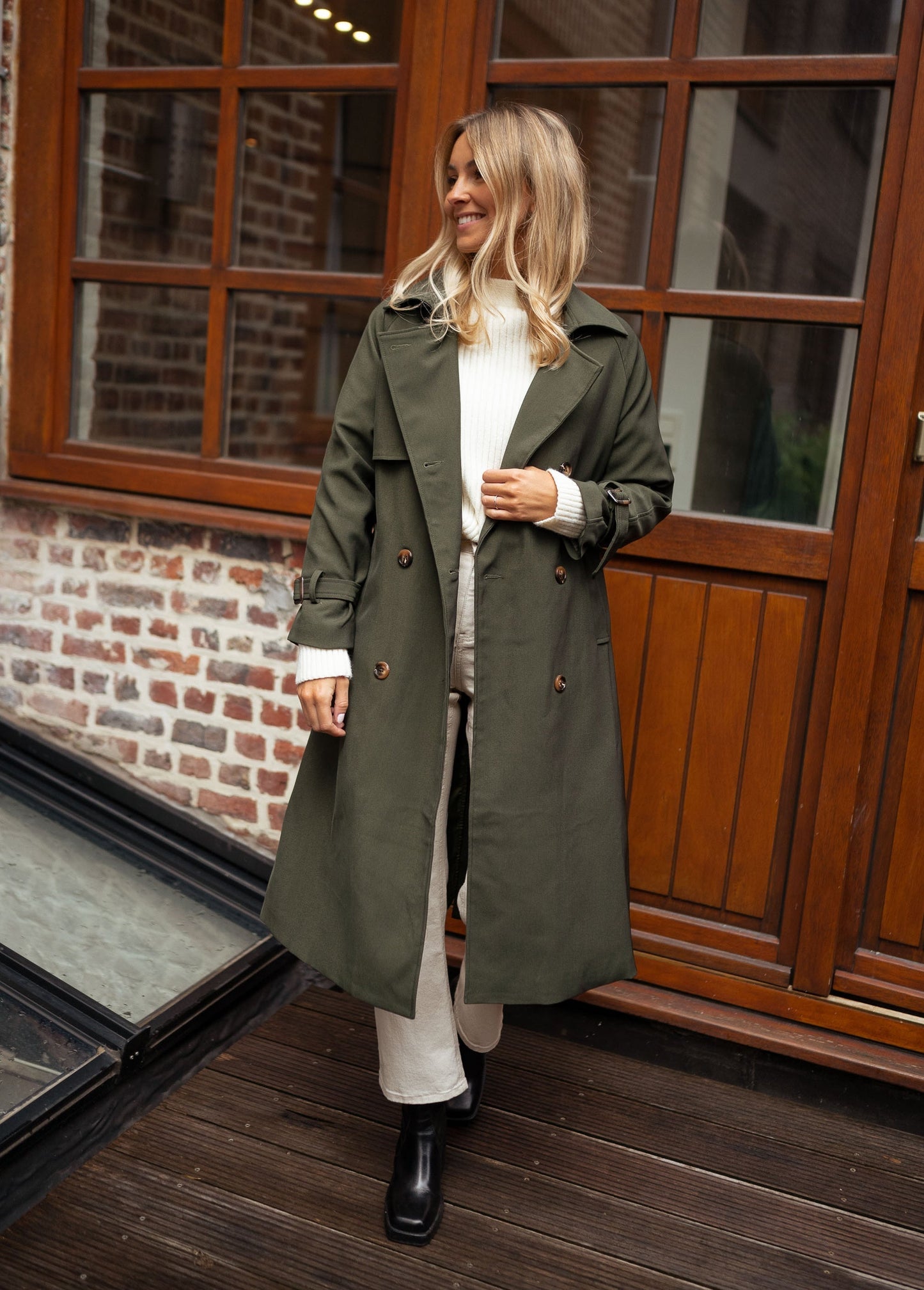 Belted Long Trench Coat for Women - Image 3