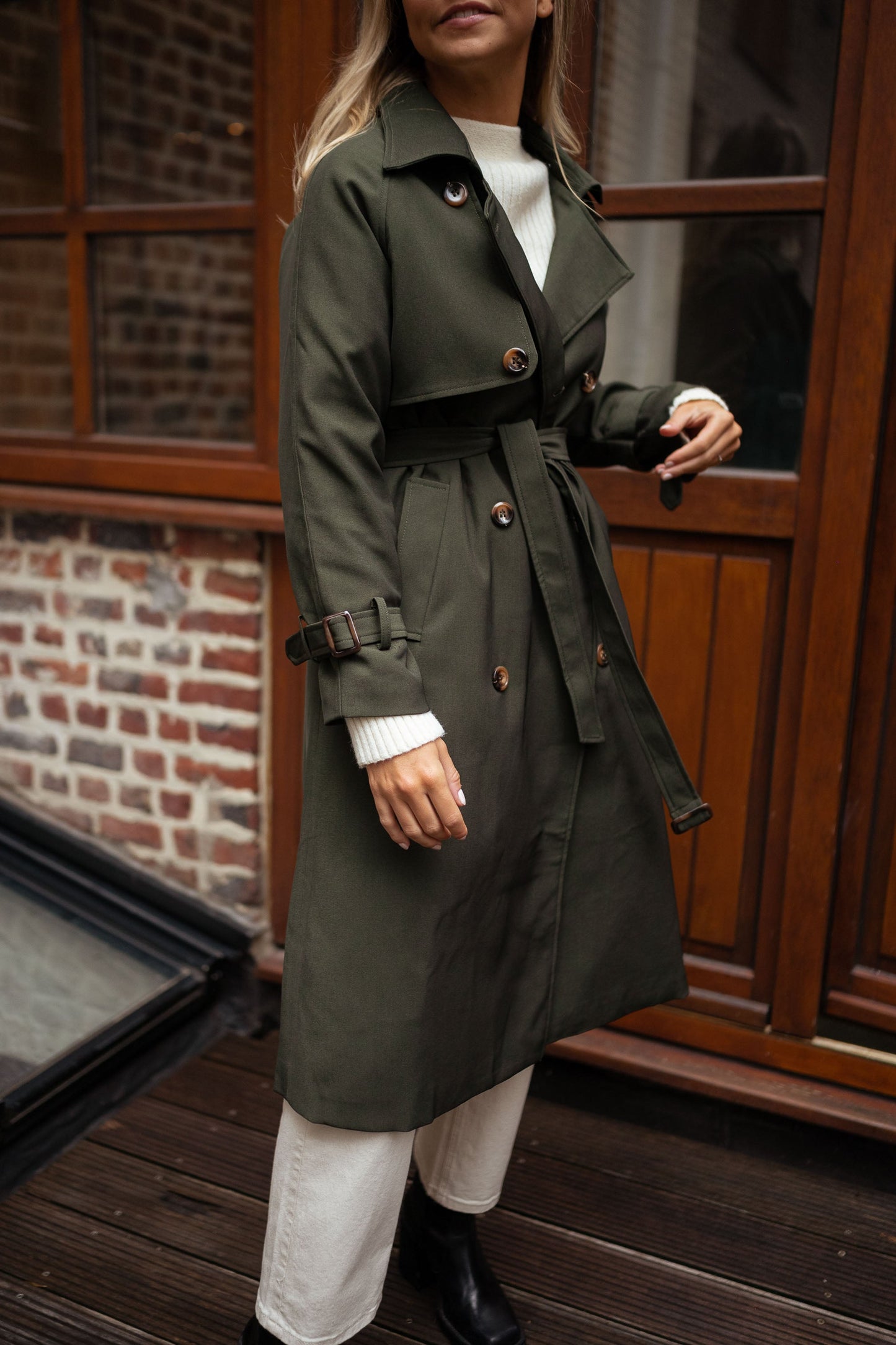 Belted Long Trench Coat for Women - Image 2
