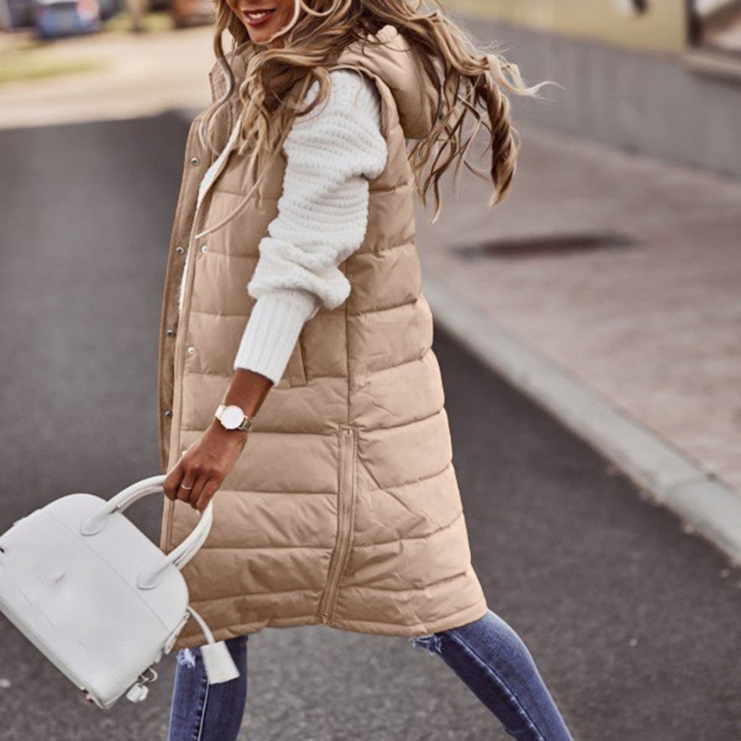 Hooded Puffer Vest for Women - Image 4