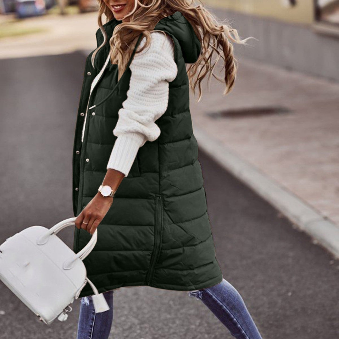 Hooded Puffer Vest for Women - Image 3