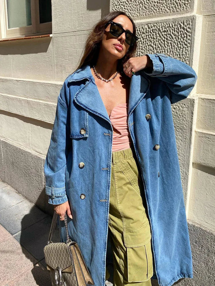 Oversized Denim Coat for Women - Image 2