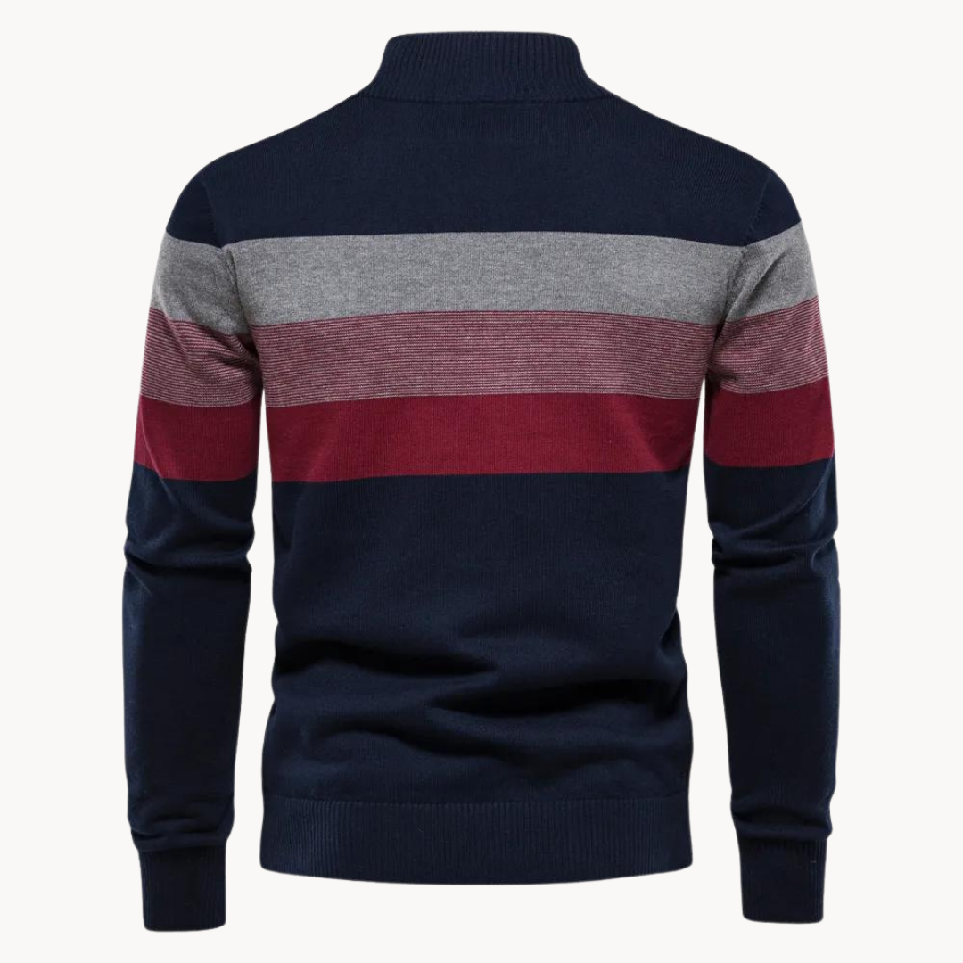 Striped Quarter Zip Sweater for Men - Image 2