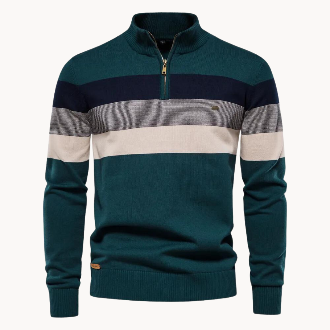 Striped Quarter Zip Sweater for Men - Image 8