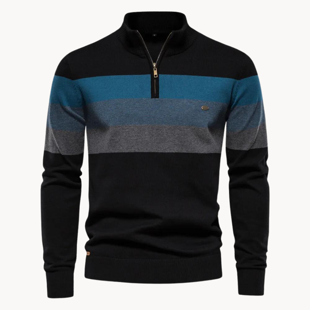 Striped Quarter Zip Sweater for Men - Image 9