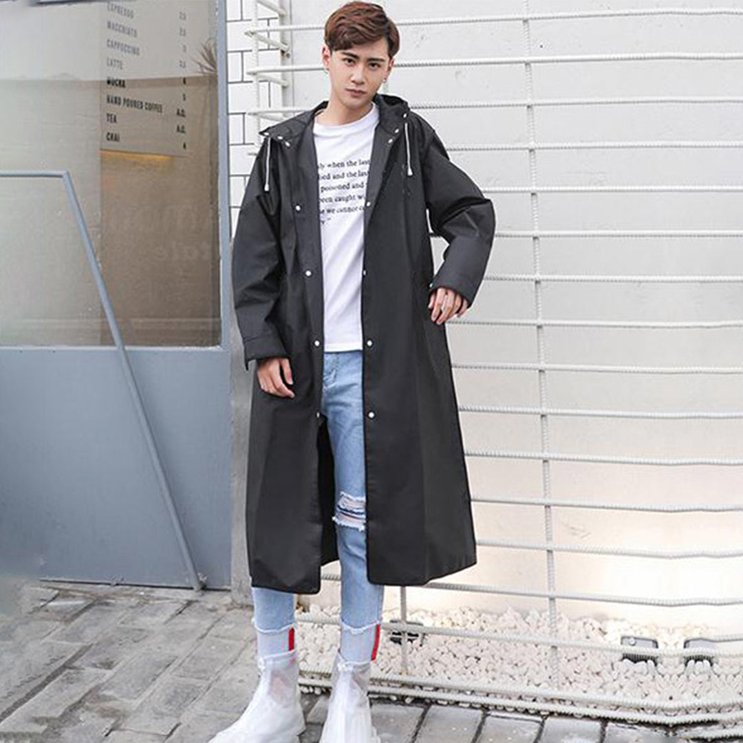 Hooded Long Raincoat for Men - Image 2