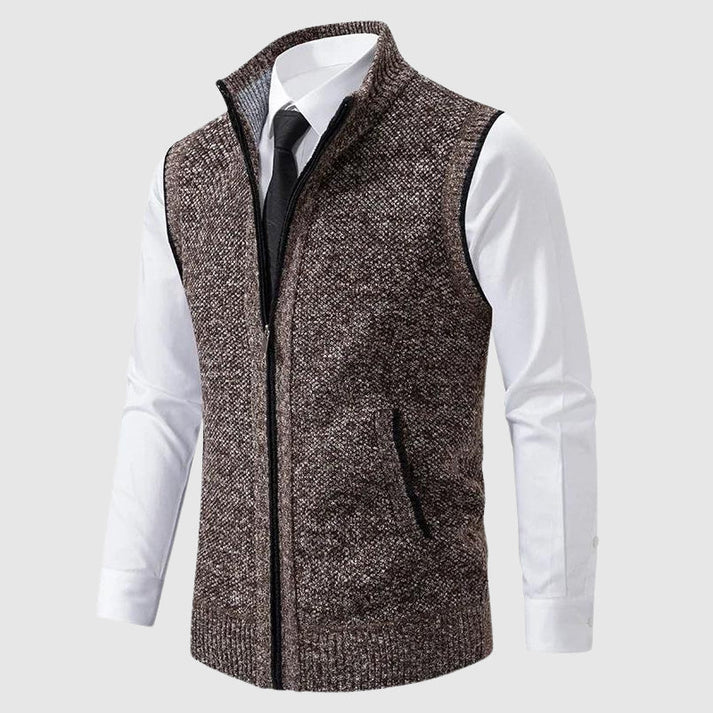 Zip-Up Knit Vest for Men - Image 3