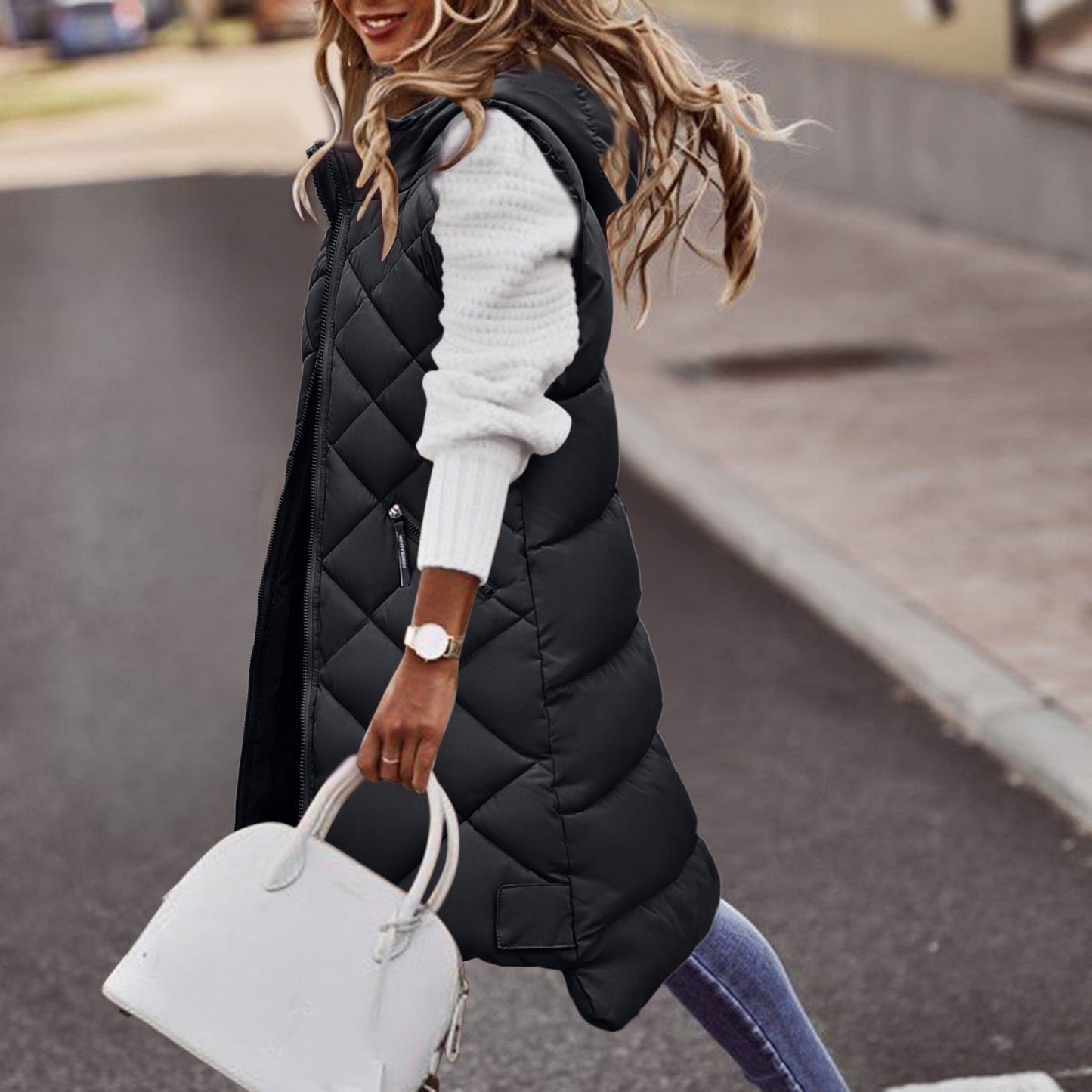 Hooded Puffer Vest for Women - Image 4