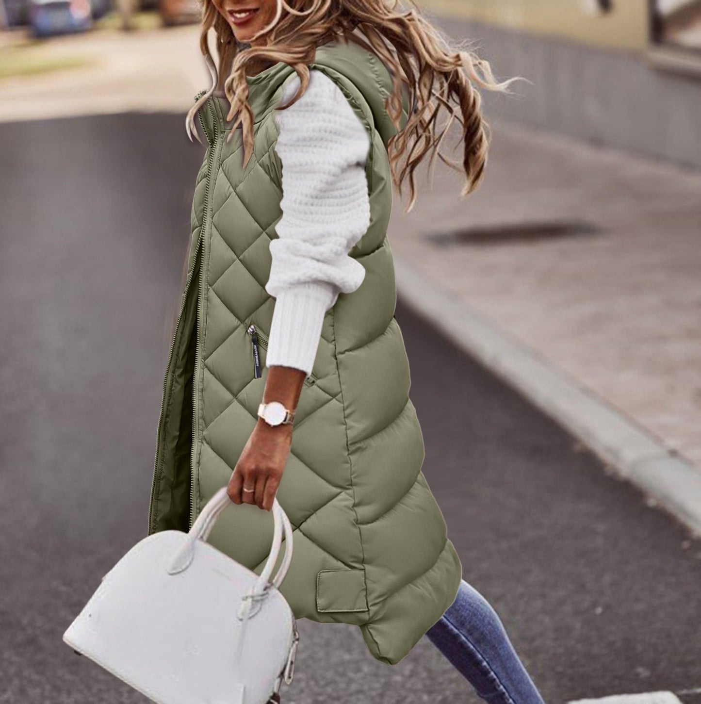 Hooded Puffer Vest for Women - Image 3