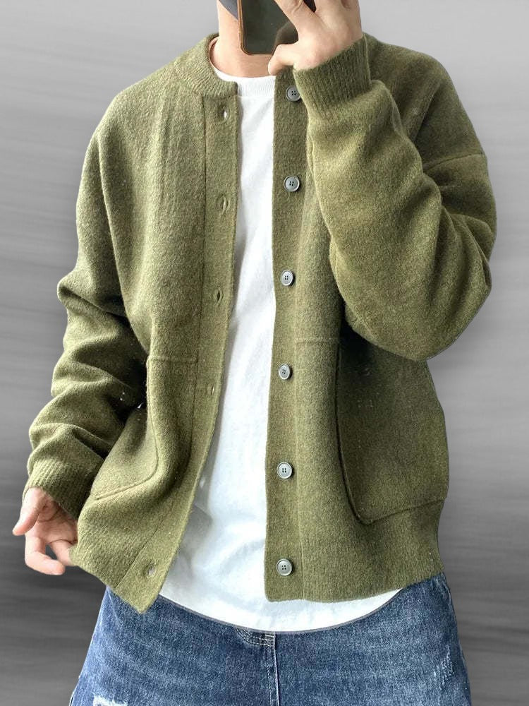 Button-Down Crew Neck Sweater for Men - Image 3