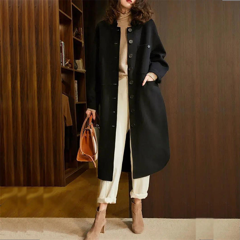 Button Front Long Coat for Women - Image 3