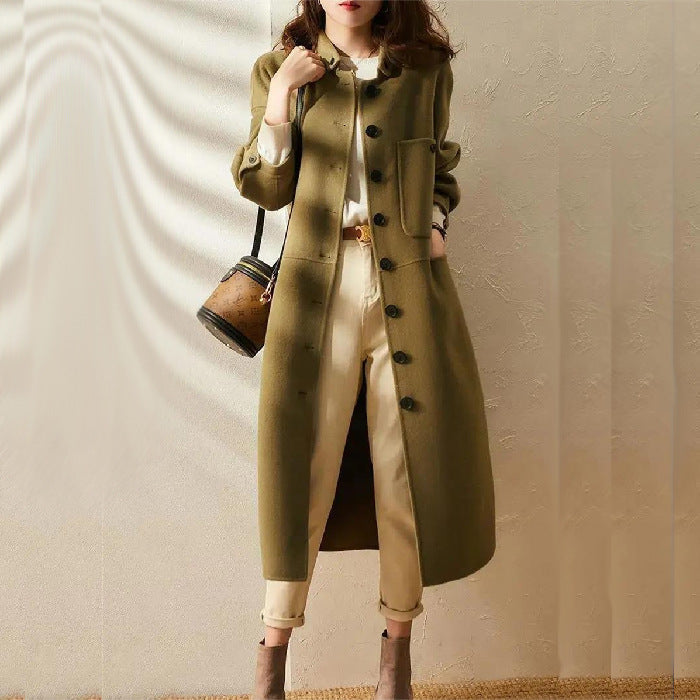 Button Front Long Coat for Women - Image 4