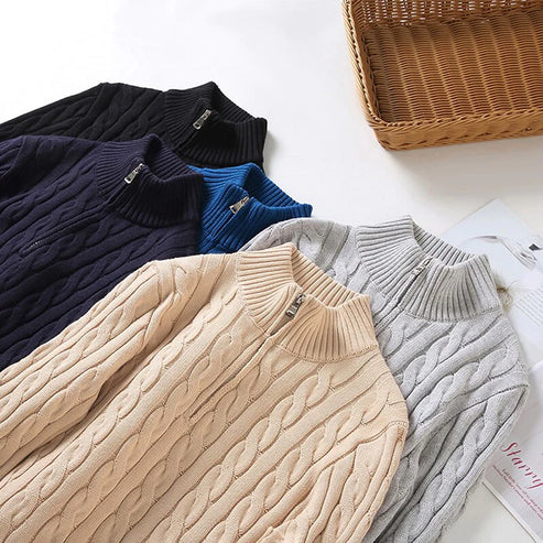 Cable Knit Quarter-Zip Sweater for Men - Image 5