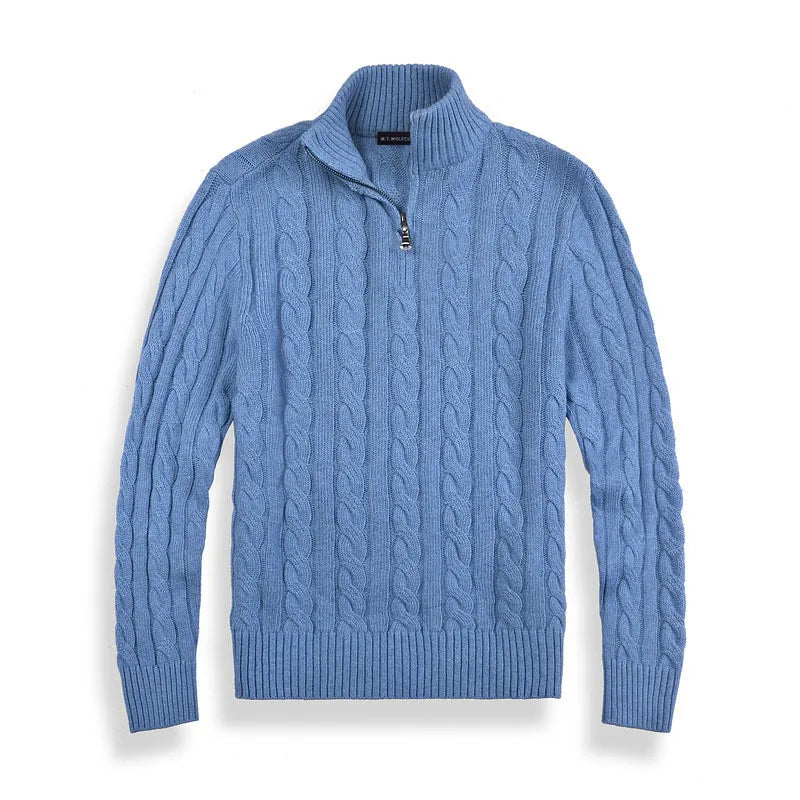 Cable Knit Quarter-Zip Sweater for Men - Image 7