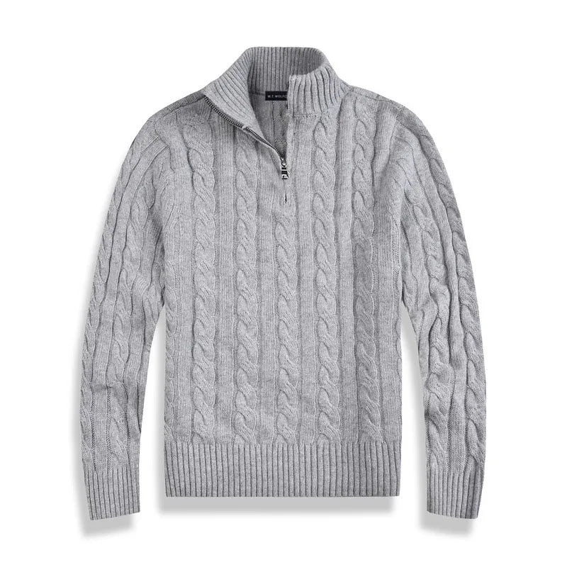 Cable Knit Quarter-Zip Sweater for Men - Image 6