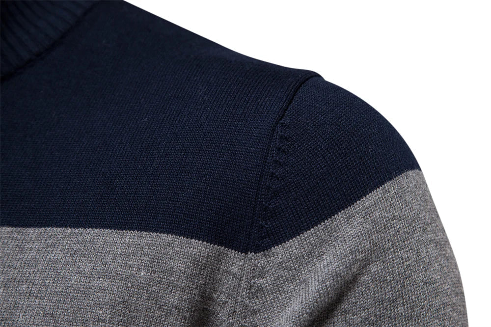 Striped Quarter Zip Sweater for Men - Image 4