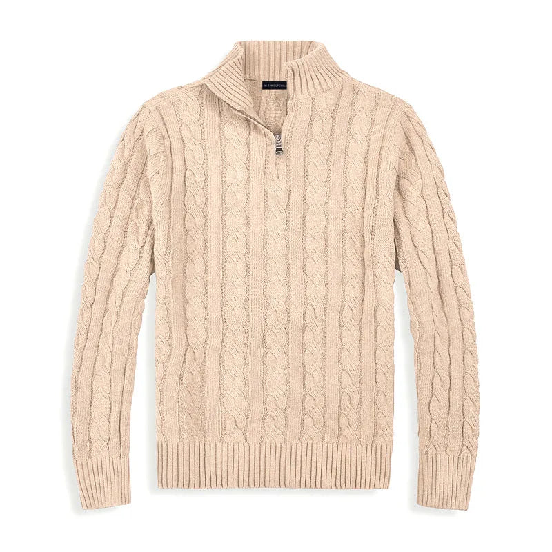 Cable Knit Quarter-Zip Sweater for Men - Image 10